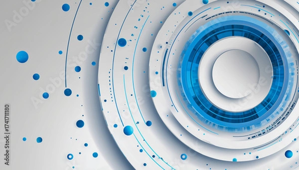 Obraz Blue Circular Digital Interface Background — Abstract Futuristic Technology Design