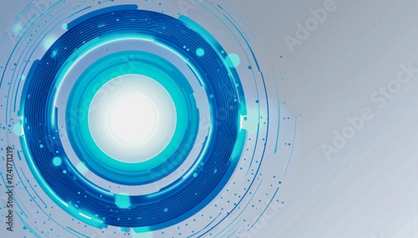 Obraz Abstract Blue Circular Technology Background — Futuristic Digital Design