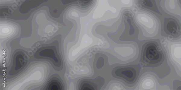 Fototapeta Abstract grayscale topographic map contour lines with a subtle 3D effect and soft shadows creating a textured background pattern for design