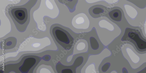 Fototapeta Topographic map inspired abstract pattern with smooth contour lines and gradient color transitions in shades of grey and purple for a scientific or artistic backdrop