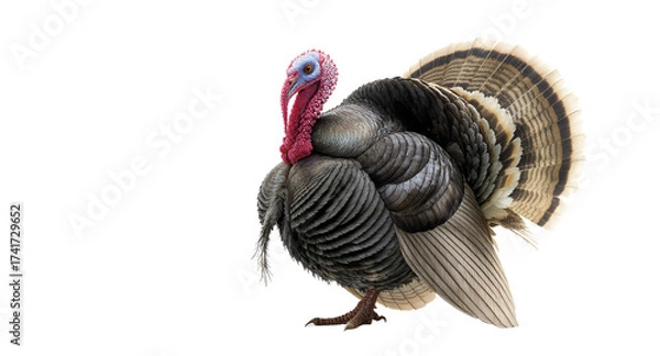 Obraz Turkey on White Background Wild Bird, Isolated Animal Concept