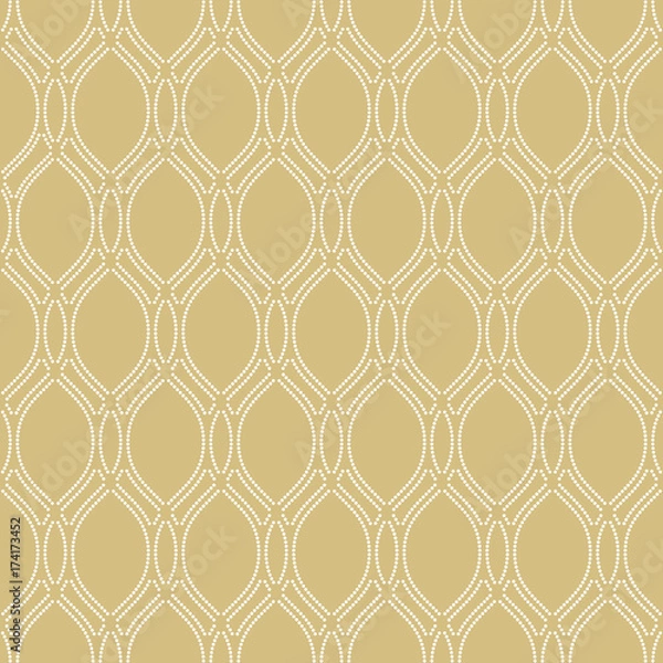 Fototapeta Seamless vector golden and white dotted ornament. Modern background. Geometric modern pattern