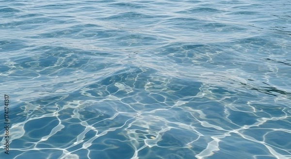 Obraz Captivating close-up of a shimmering blue water surface, adorned with gentle ripples and bright sun reflections, creating a tranquil and refreshing natural background texture