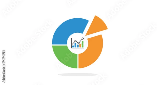Fototapeta Business Data Visualization Chart with Exploded Segment and Central Statistics Icon