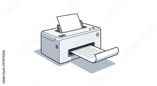 Fototapeta Modern Office Printer Printing Document with Paper Output