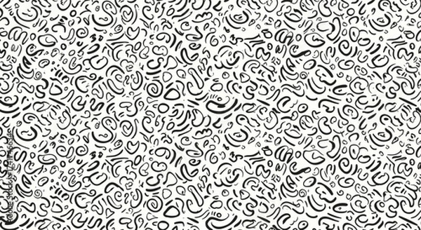 Fototapeta A dense, intricate abstract pattern composed of many small, dark swirling and curved shapes on a light background.