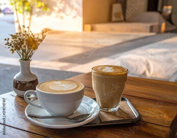 Obraz カフェラテと落ち着いた空間