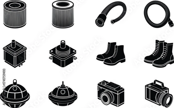 Fototapeta Diver elements isolated on white background