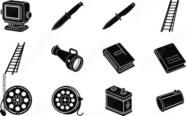 Fototapeta Diver elements isolated on white background