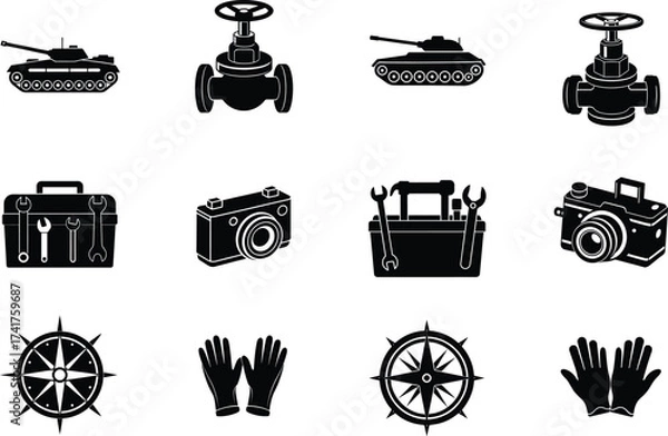 Fototapeta Diver elements isolated on white background
