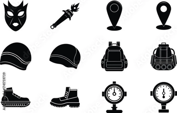 Fototapeta Diver elements isolated on white background