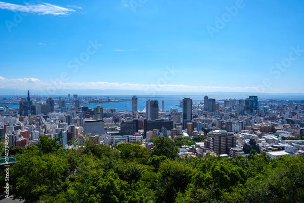 Fototapeta 海と山が近い港神戸の絶景
