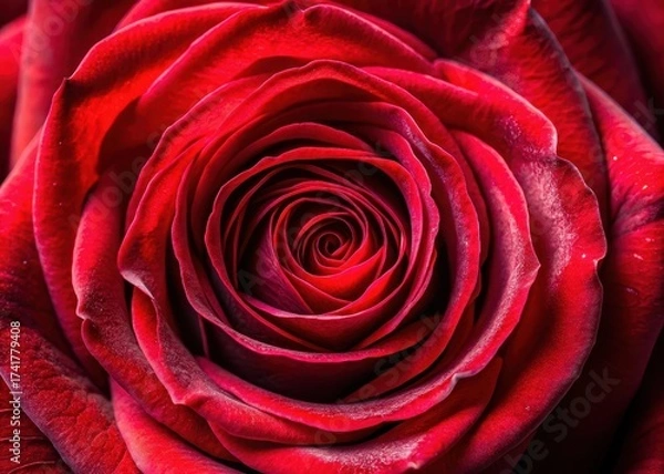 Fototapeta Detailed close-up macro photography of a vibrant red rose flower with intricate details and textures