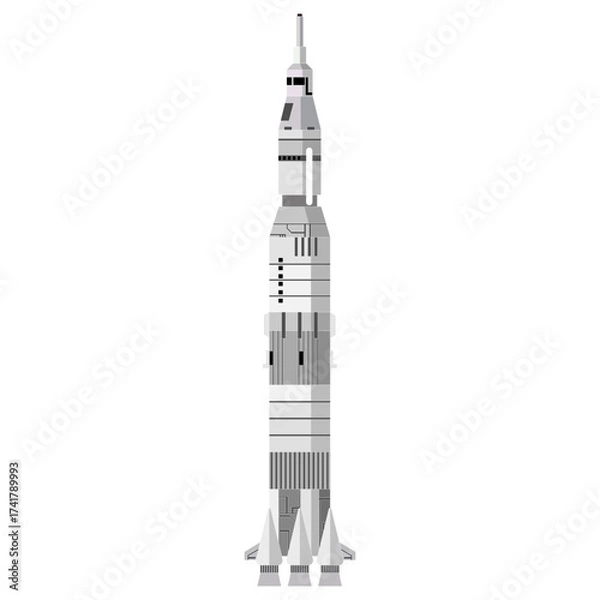 Obraz Single space rocket illustration isolated white background