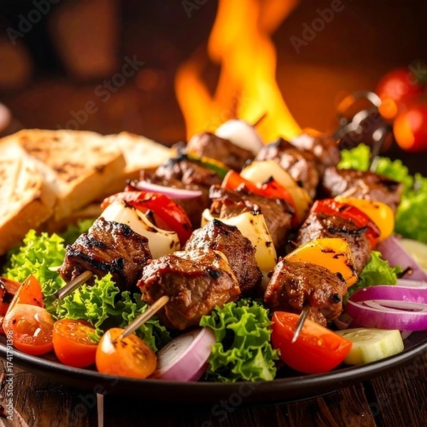 Fototapeta Grilled meat skewers (2)