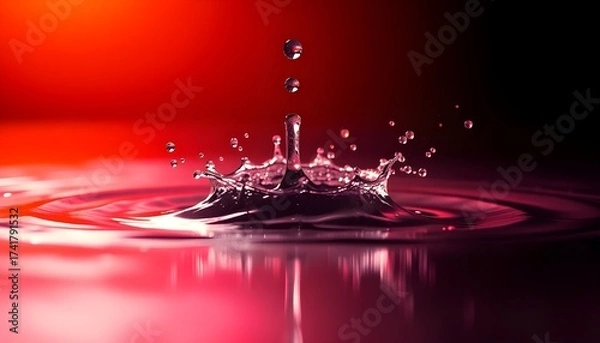 Obraz A Single Bubble Bursting at the Surface with Sunset Lighting