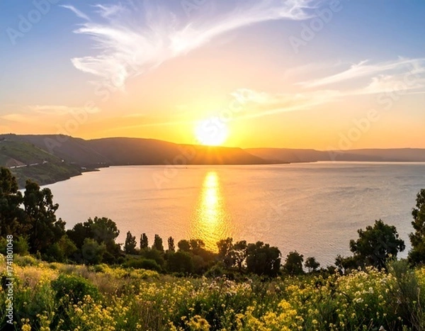 Fototapeta Lake at golden hour