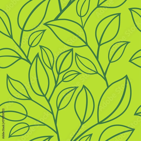 Obraz Green leaves floral seamless pattern
