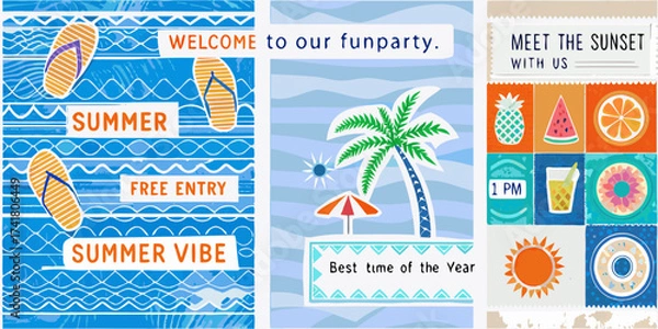 Fototapeta Welcome to our fun summer party with free entry meet the sunset with us best time of year