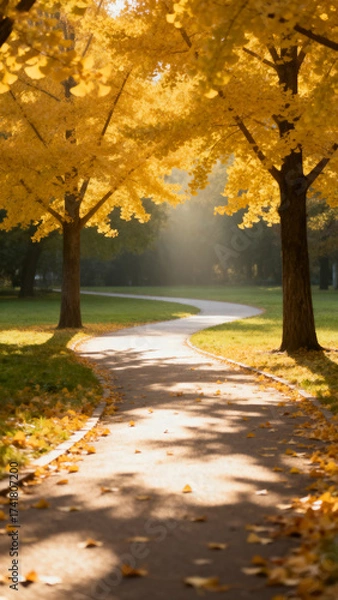 Fototapeta Autumn Path with Golden Leaves