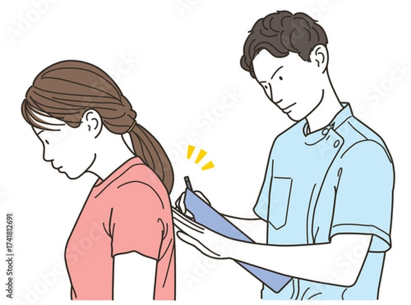 Obraz 男性整体師から施術を受ける若い女性患者