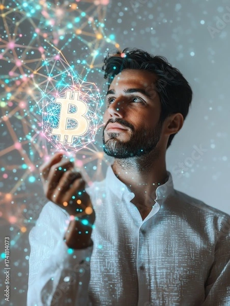 Fototapeta Digital dollar and blockchain finance concept