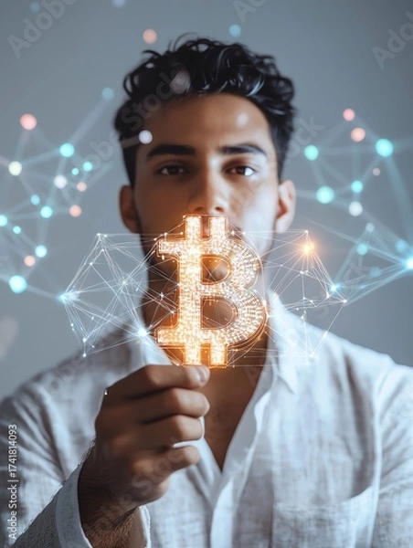 Fototapeta Digital dollar and blockchain finance concept
