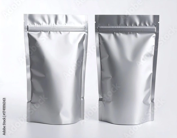 Fototapeta Two identical silver foil pouches