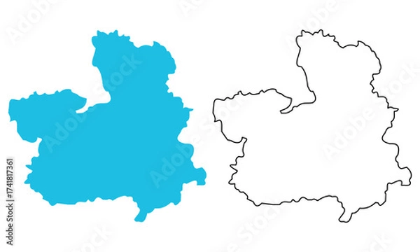 Fototapeta Map of Castile La Mancha autonomous community of Spain. Map with detailed outlines and blue silhouettes