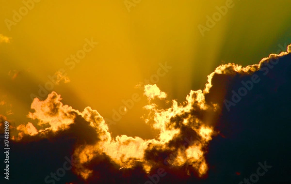 Obraz Fiery Clouds and Sun Rays