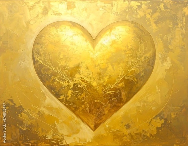 Fototapeta Golden heart painting