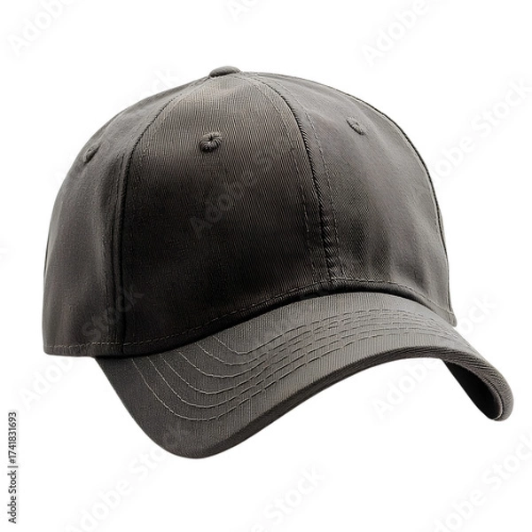 Fototapeta A detailed close up studio shot of a stylish baseball cap with a unique textured pattern in earthy tones isolated on transparent background