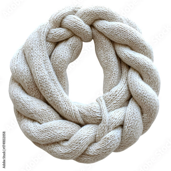 Fototapeta A thick weathered nautical rope is intricately woven into a circular knot shape presenting a textured and rustic maritime design element isolated on transparent background