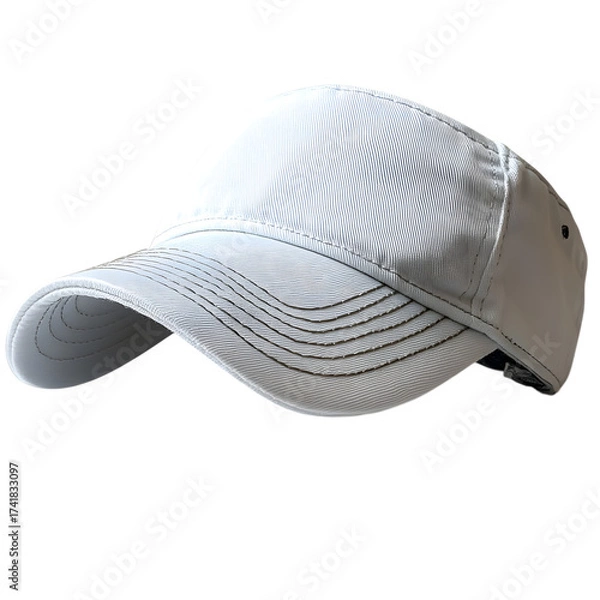 Fototapeta Close up of a light colored baseball cap with a subtle wavy striped pattern isolated on transparent background