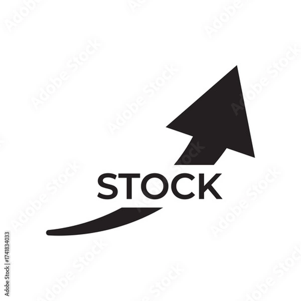 Fototapeta Stock market vector icon showing upward arrow symbolizing growth, profit, investment, shares, and finance. Perfect for trading, equity, business, wealth, and economic progress design concepts.