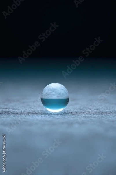 Fototapeta Glass orb bouncing and floating slightly, Gravity on the Moon