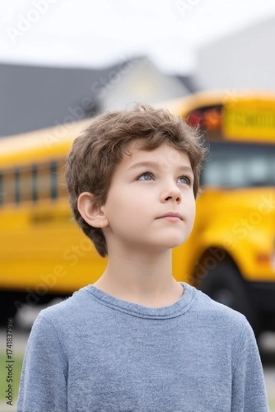 Fototapeta Parent portal access showing child insured ride history, School bus insurance