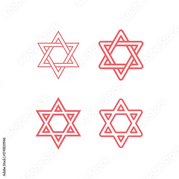 Fototapeta David star icons set flat vector template design trendy