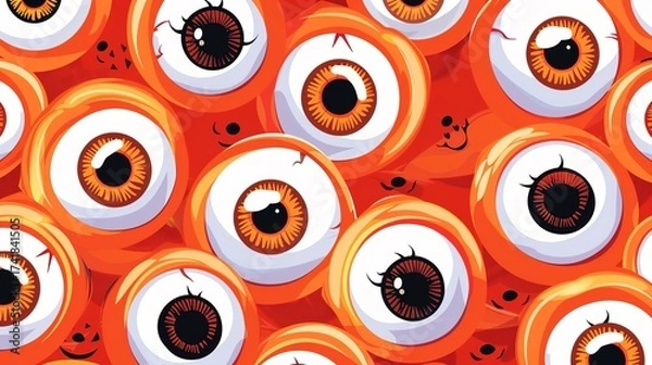 Obraz Playful High-Res Funny Eyeball Halloween Background – Great for Kids’ Halloween Crafts, Social Media Posts, Party Decor & Greeting Cards. Features Whimsical Googly Eyes, Colorful Eyeball Illustrations