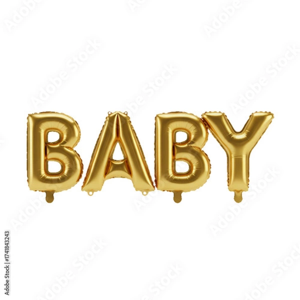 Obraz 3d golden text with baby