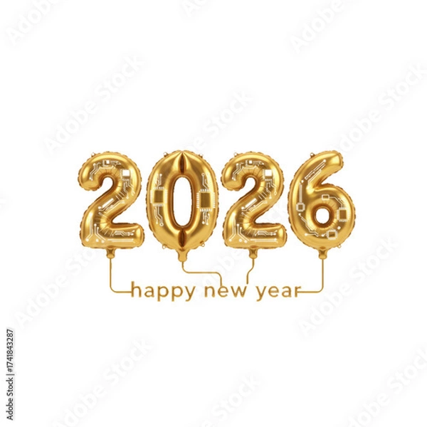 Obraz 3d modern happy new 2026 year19.eps