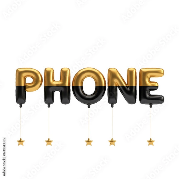 Obraz 3d gold phone name