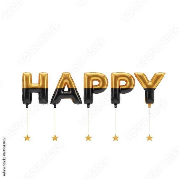 Obraz 3d graphic of a creative idea symbol made of many spheres happy