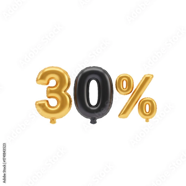 Obraz 3d render of a discount symbol made of many spheres 30%