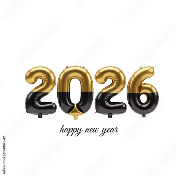 Obraz 3d modern happy new 2026 year