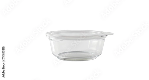 Fototapeta Glass food container with lid, isolated on white