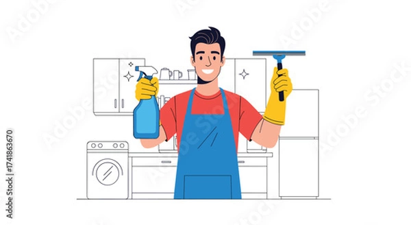Fototapeta Professional cleaning services for a sparkling clean home.