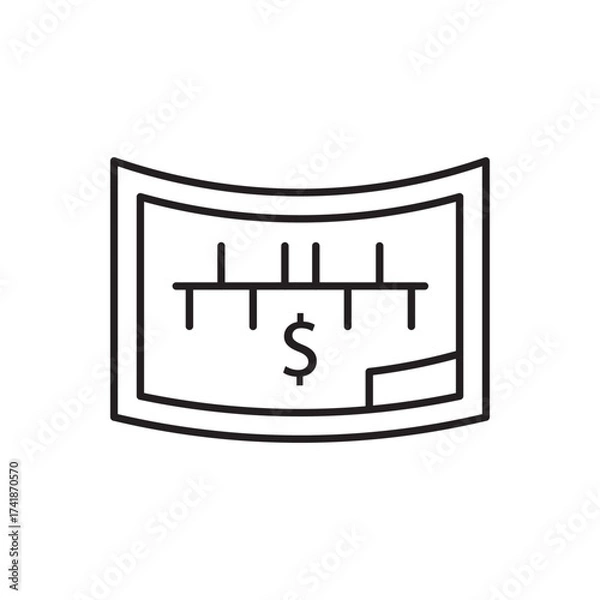 Fototapeta Minimal blueprint icon with a dollar sign, representing financial planning, investment design, and business strategy. Perfect for fintech, architecture of finance, and startup growth concept visuals.