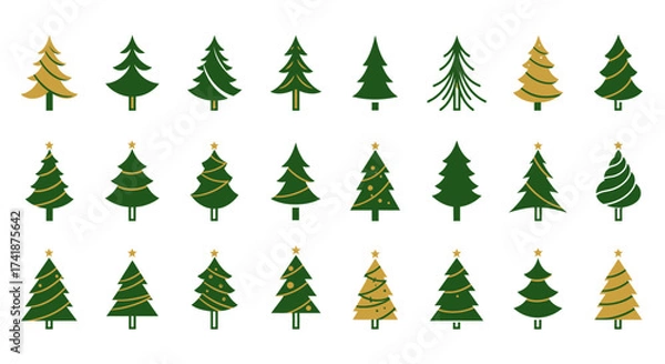Obraz christmas trees set icon illustration