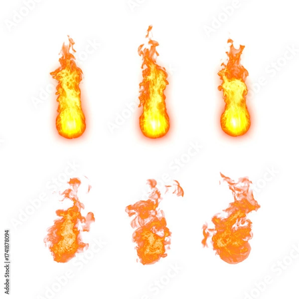 Obraz 燃え上がる炎のイラストセット（透明背景）